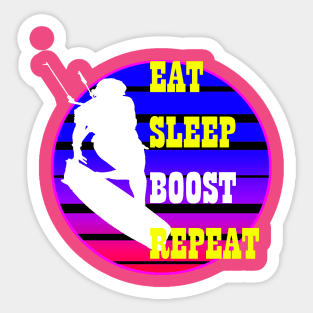 Eat Sleep Boost Repeat Female Kitesufer Retro Sunset Sticker